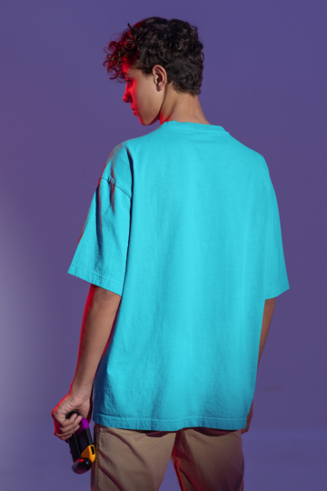 Solid Oversized T-shirt Cyan