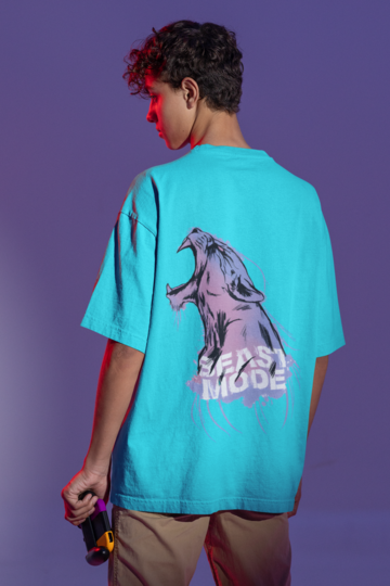 Beast Mode Oversized T-shirt Cyan