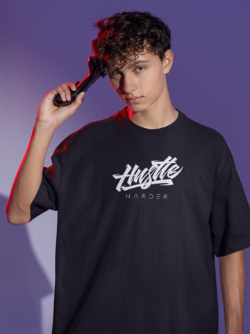Hustle Oversized Tee Black