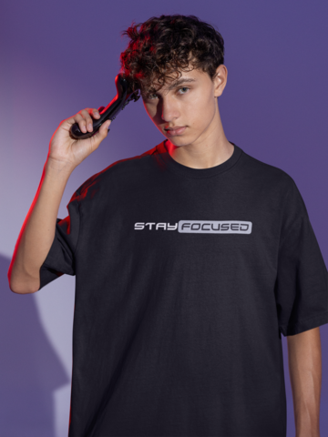 Stay Focused Oversized Tee Black